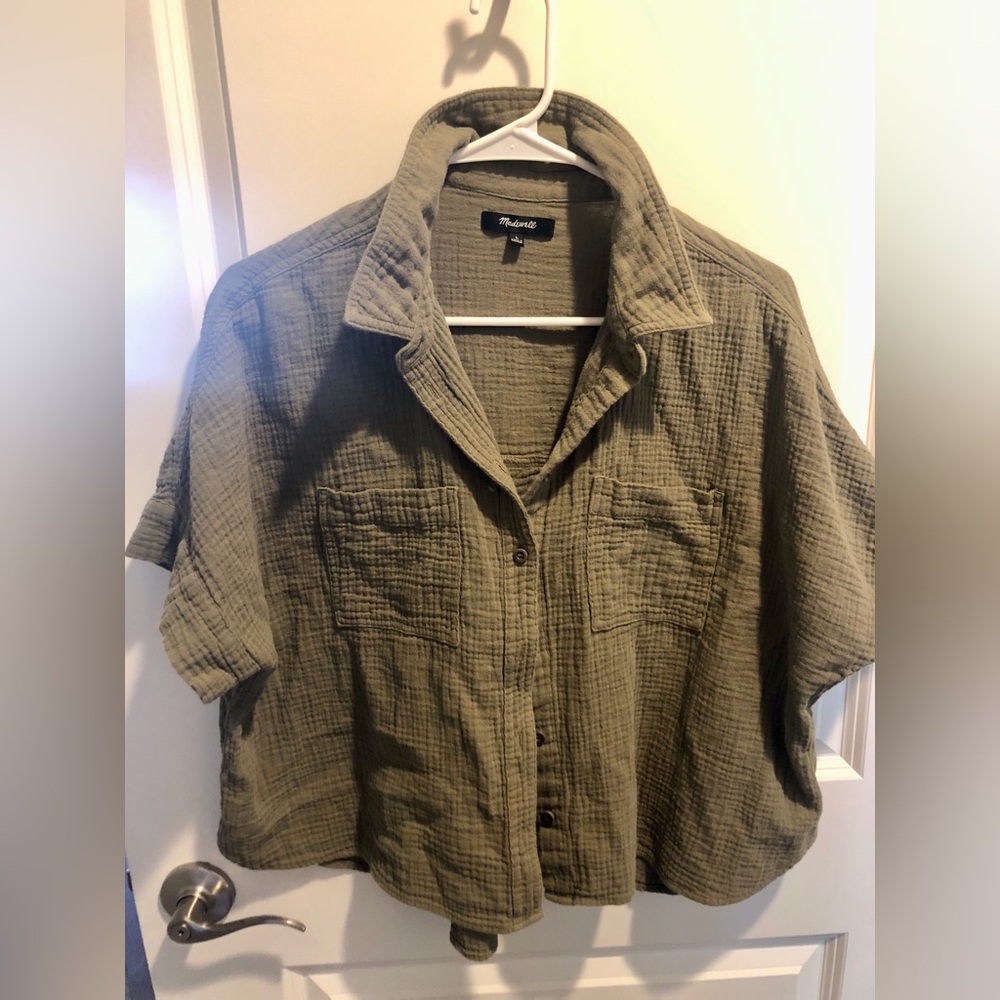 Madewell Khaki Textured Blouse